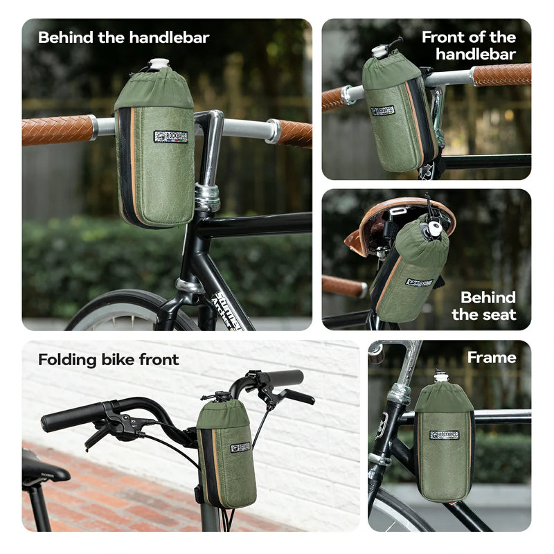 Load image into Gallery viewer, Sustainable Eco-Friendly  Recycled Tire Bike Water Bottle Bags 0.8L ROAD TO SKY
