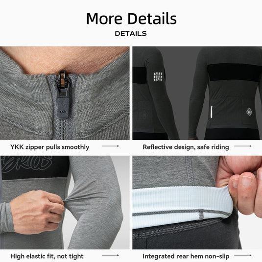 Men‘s Tencel Wool Cycling Jersey Breathable