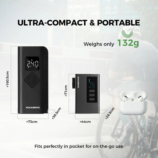 AS240 PRO Mini Electric Bike Pump with Gauge Max 120PSI