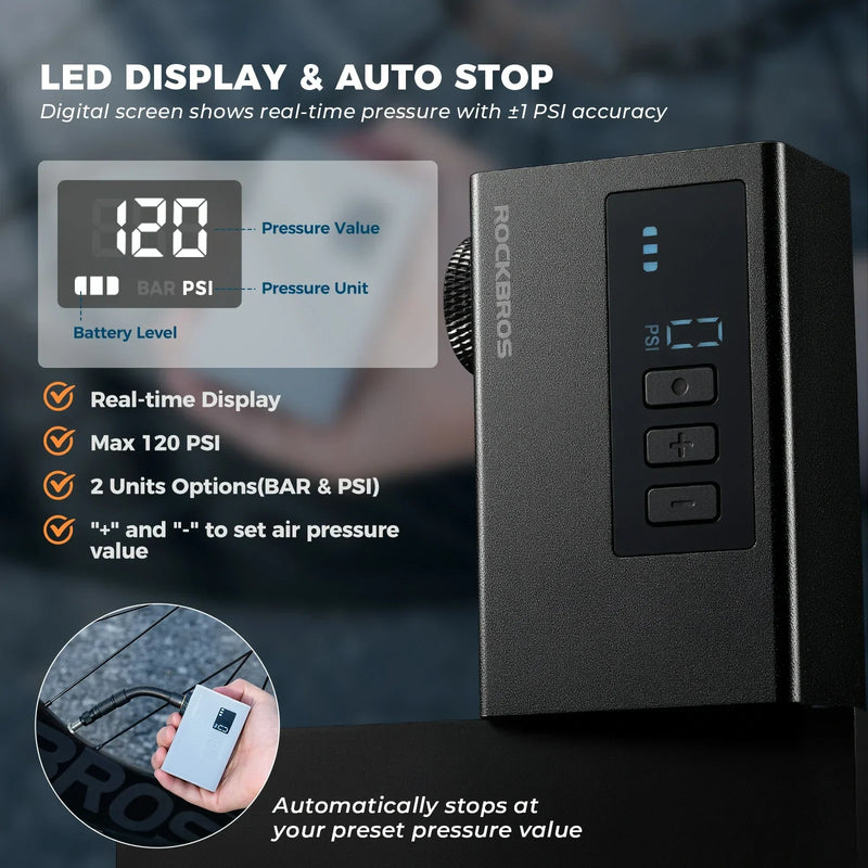 Load image into Gallery viewer, AS240 PRO Mini Electric Bike Pump with Gauge Max 120PSI
