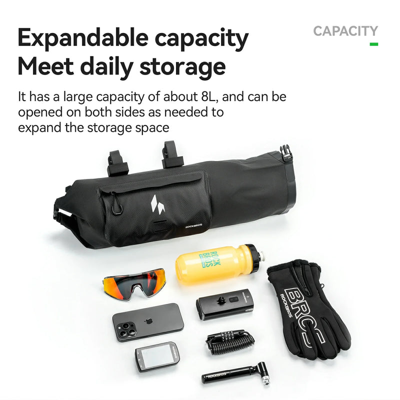 Load image into Gallery viewer, RideMate 100% Waterproof Bike Handlebar Bag 8L Double-sided Opening Expanded Capacity
