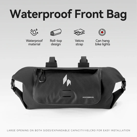 RideMate 100% Waterproof Bike Handlebar Bag 8L Double-sided Opening Expanded Capacity