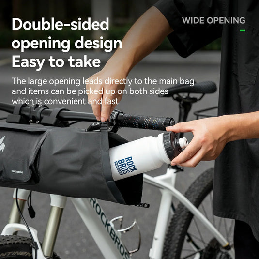 RideMate 100% Waterproof Bike Handlebar Bag 8L Double-sided Opening Expanded Capacity
