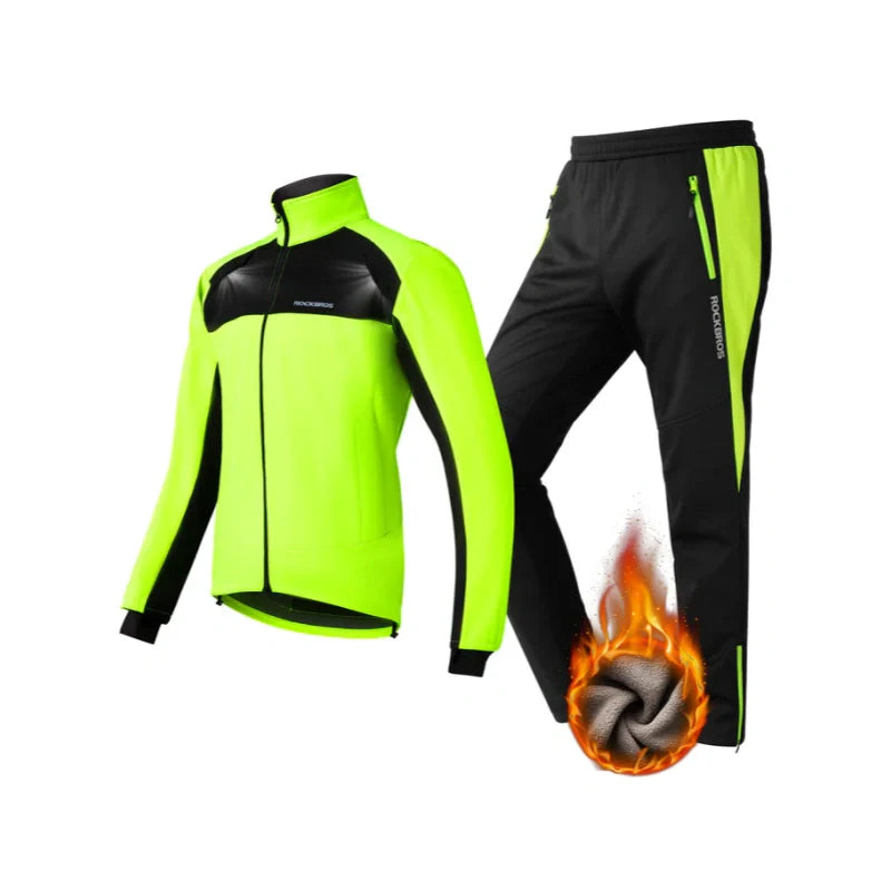 Load image into Gallery viewer, Cycling Jacket Pants Winter Suit Fluorescent Green
