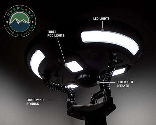 Overland Vehicle Systems Wild Land Camping Gear - UFO Solar Light Pods & Speaker Universal