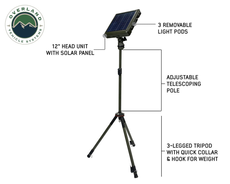 Load image into Gallery viewer, Overland Vehicle Systems Wild Land Camping Gear - ENCOUNTER Solar Powdered Camping Light with Removable Light Pods
