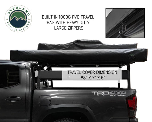Overland Vehicle Systems Nomadic Awning 270 Dark Gray Cover With Black Cover Universal