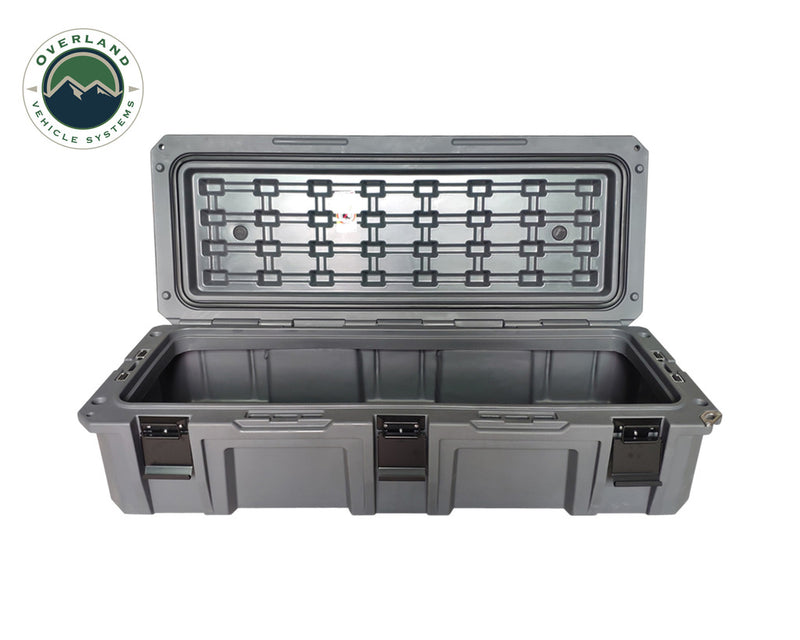 Load image into Gallery viewer, Overland Vehicle Systems D.B.S. - Dark Grey 117 QT Dry Box with Drain, and Bottle Opener
