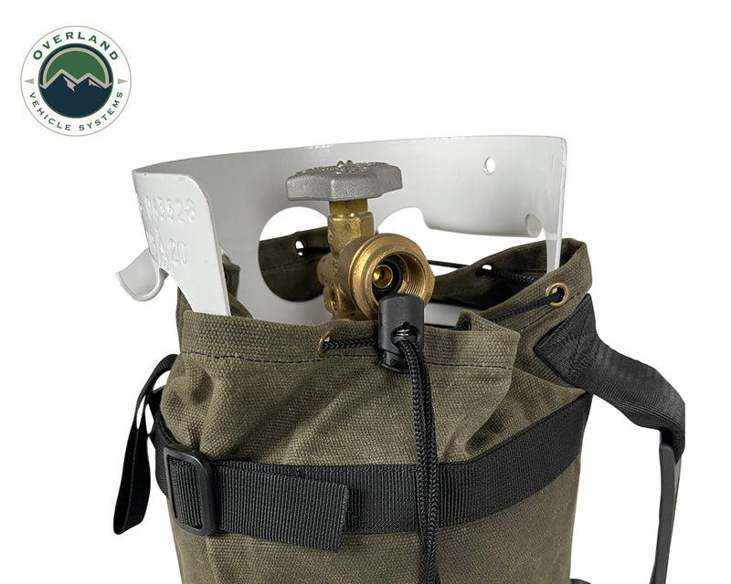 Load image into Gallery viewer, Overland Vehicle Systems Propane Bag With Handle And Straps - #16 Waxed Canvas
