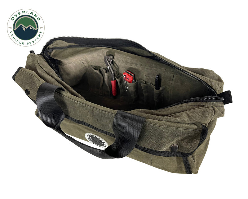 Load image into Gallery viewer, Overland Vehicle Systems Small Duffle Bag With Handle And Straps - #16 Waxed Canvas
