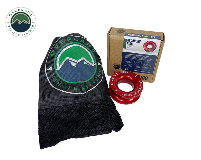 Overland Vehicle Systems Recovery Ring 2.5inch 10,000 lb. Red With Storage Bag