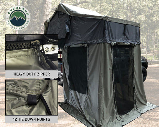 Overland Vehicle Systems Roof Top Tent Annex Green Base With Black Floor & Travel Cover