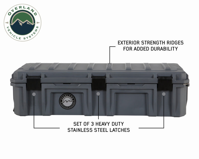 Load image into Gallery viewer, Overland Vehicle Systems D.B.S. - Dark Grey 117 QT Dry Box with Drain, and Bottle Opener
