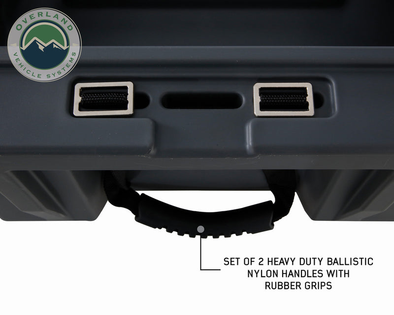 Load image into Gallery viewer, Overland Vehicle Systems D.B.S. - Dark Grey 117 QT Dry Box with Drain, and Bottle Opener
