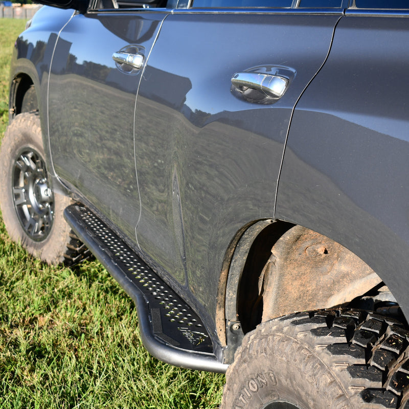 Load image into Gallery viewer, LFD Off Road GX460 Rock Sliders - Flat, Bolt On, Bumpout with Fill Plates - KDSS
