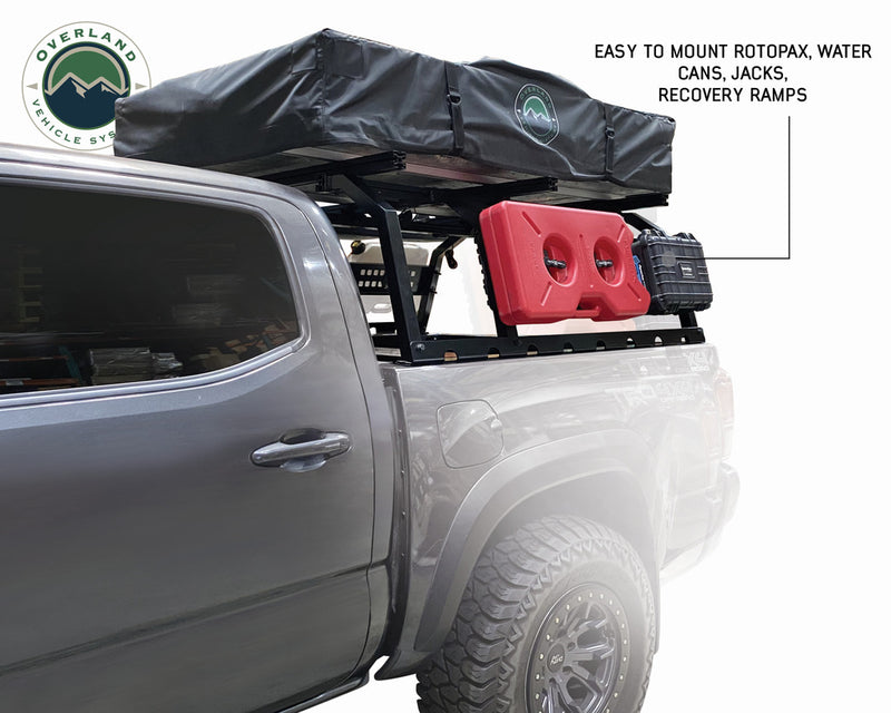 Load image into Gallery viewer, Overland Vehicle Systems Discovery Rack with Side Cargo Plates, w/ Front Cargo Tray System Kit Mid Size Truck Short Bed Application
