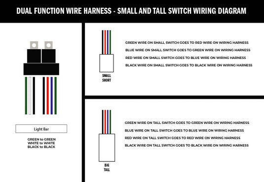 Cali Raised LED Wiring Harness For Dual Function Light Bar