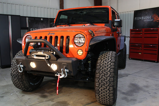 Fishbone Offroad 2007-18 JK Wrangler (2-Door) Front Stubby Winch Bumper with Tube Guard