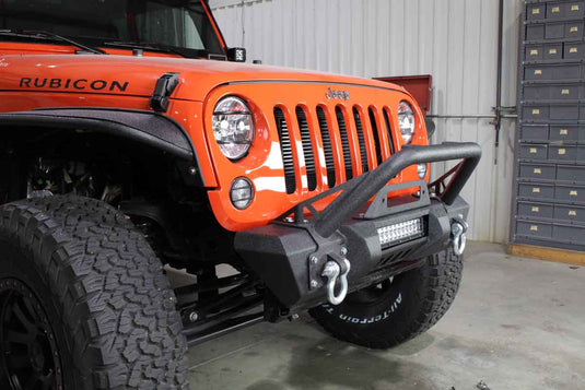 Fishbone Front Stubby Winch Bumper with Tube Guard Fits 2007 to 2018 JK Wrangler, Rubicon and Unlimited