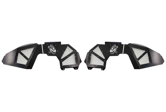 Fishbone Front JL Black Aluminum Inner Fenders - Legacy Model Fits 2018 to Current JL Wrangler, Rubicon and Unlimited, 2020 to Current JT Gladiator