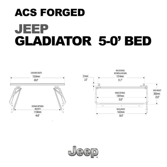Leitner Active Cargo System ACS Forged Bed Rack - Jeep Gladiator
