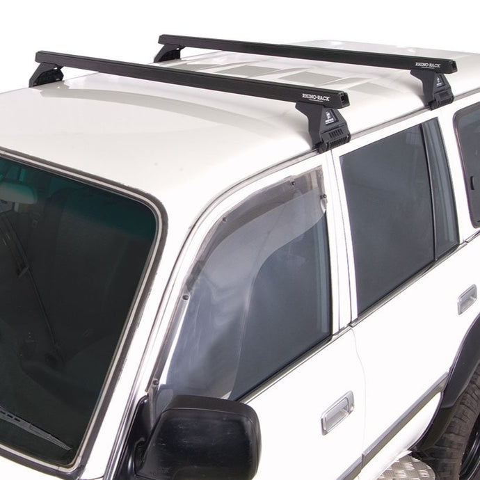 Rhino Rack Heavy Duty RL110 Black 2 Bar Roof Rack - 80 Series Land Cruiser