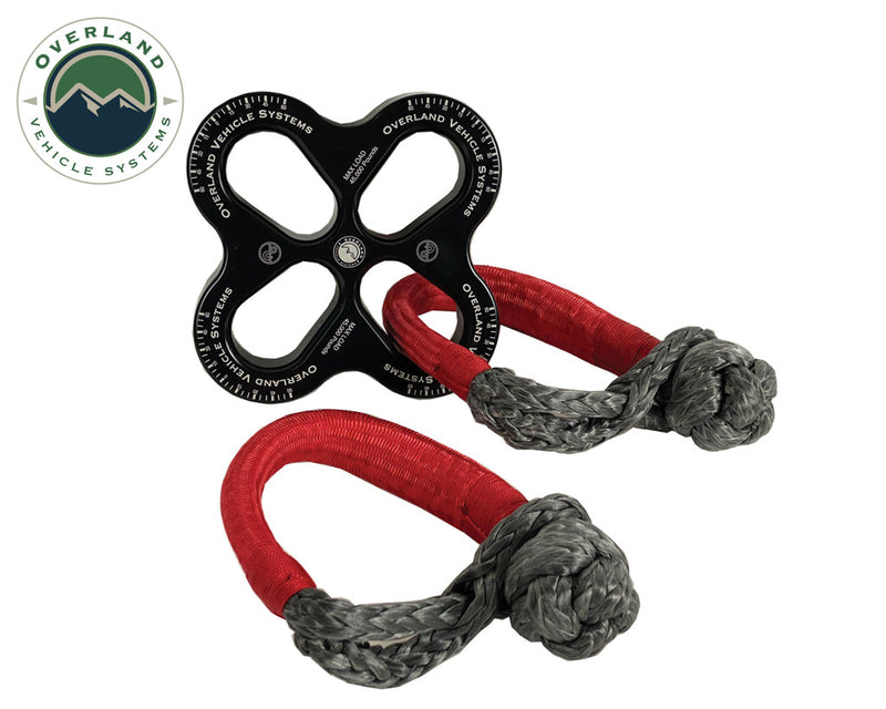 Load image into Gallery viewer, Overland Vehicle Systems R.D.L. 8&quot; Recovery Distribution Link 45,000 lb. Black and (2) 5/8&quot; Soft Shackles
