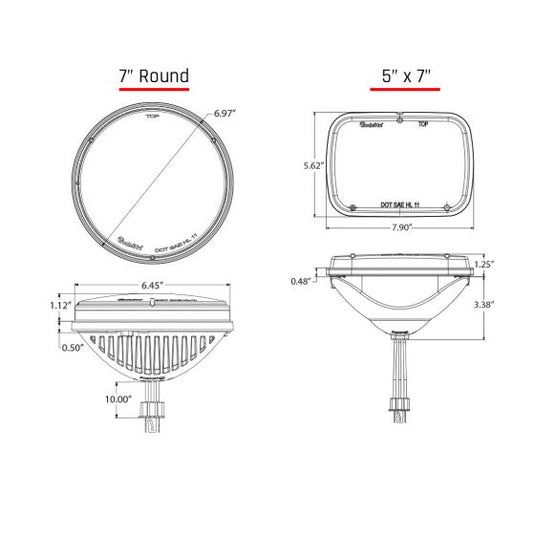 Rigid 7" Headlight Kit Round w/ PWM Adaptor-Pair